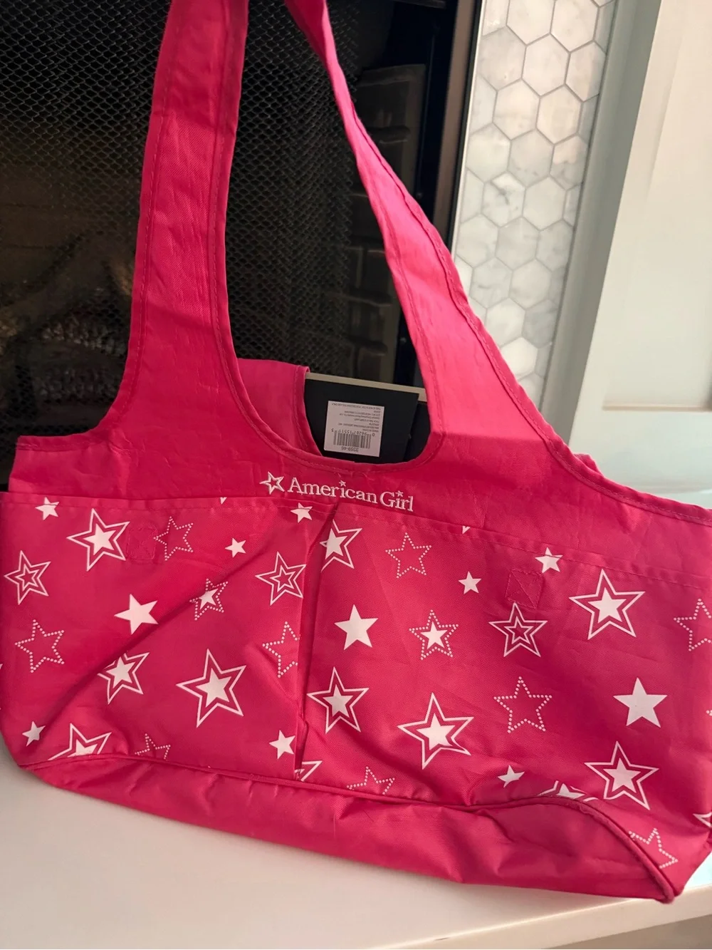 American Girl Hot Pink Star Print Tote